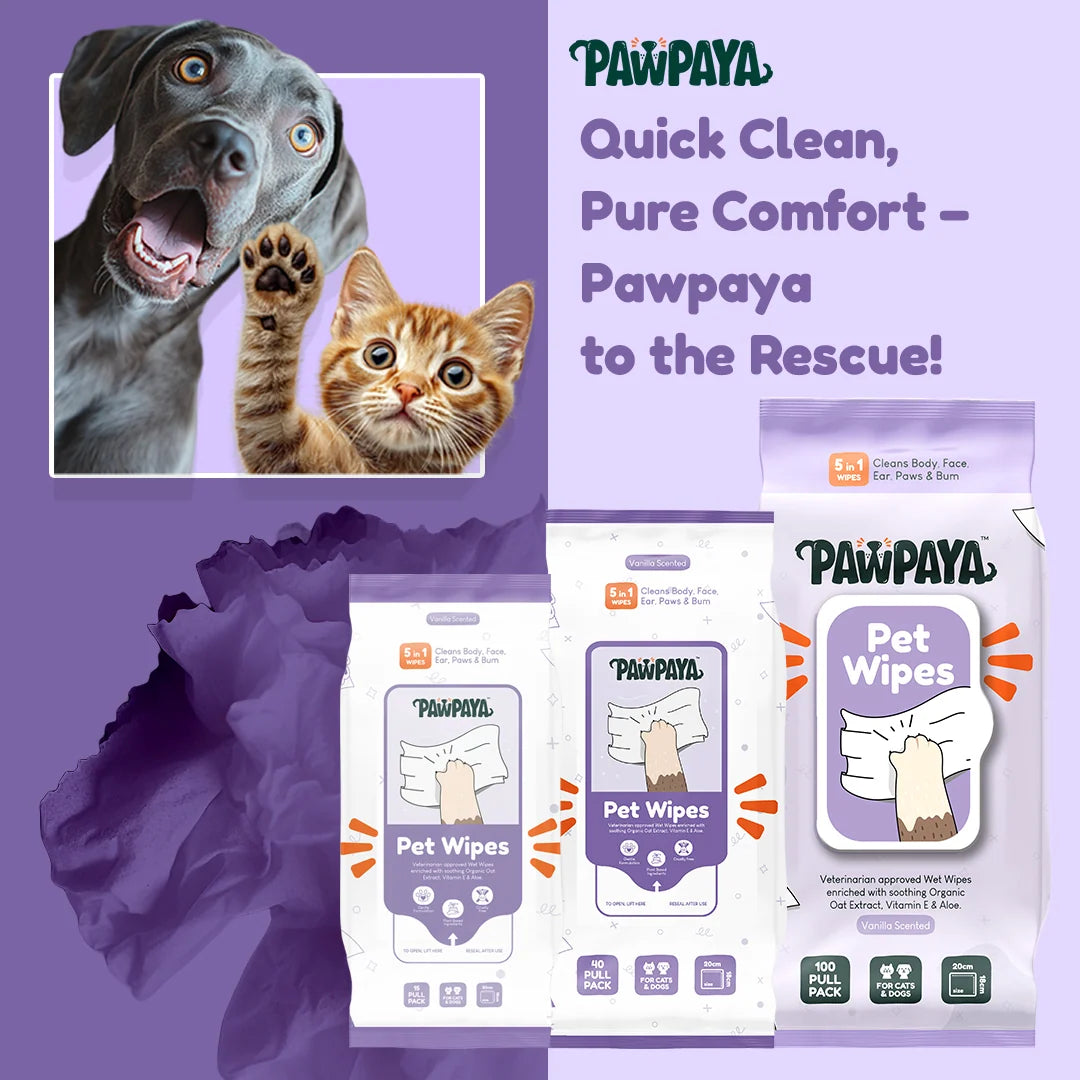 PAWPAYA PET WIPES 15 PULL PACK 20 X 18 CM