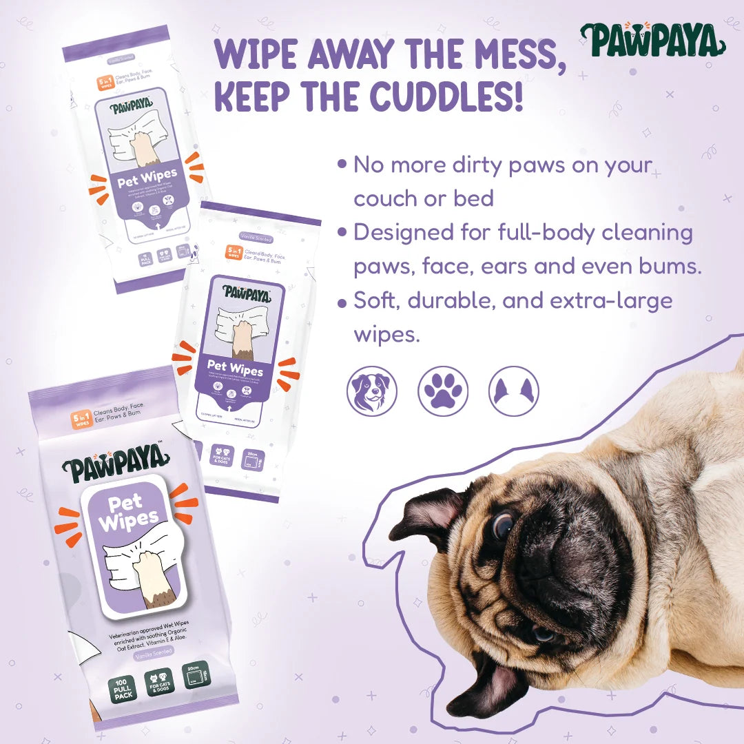 PAWPAYA PET WIPES 15 PULL PACK 20 X 18 CM