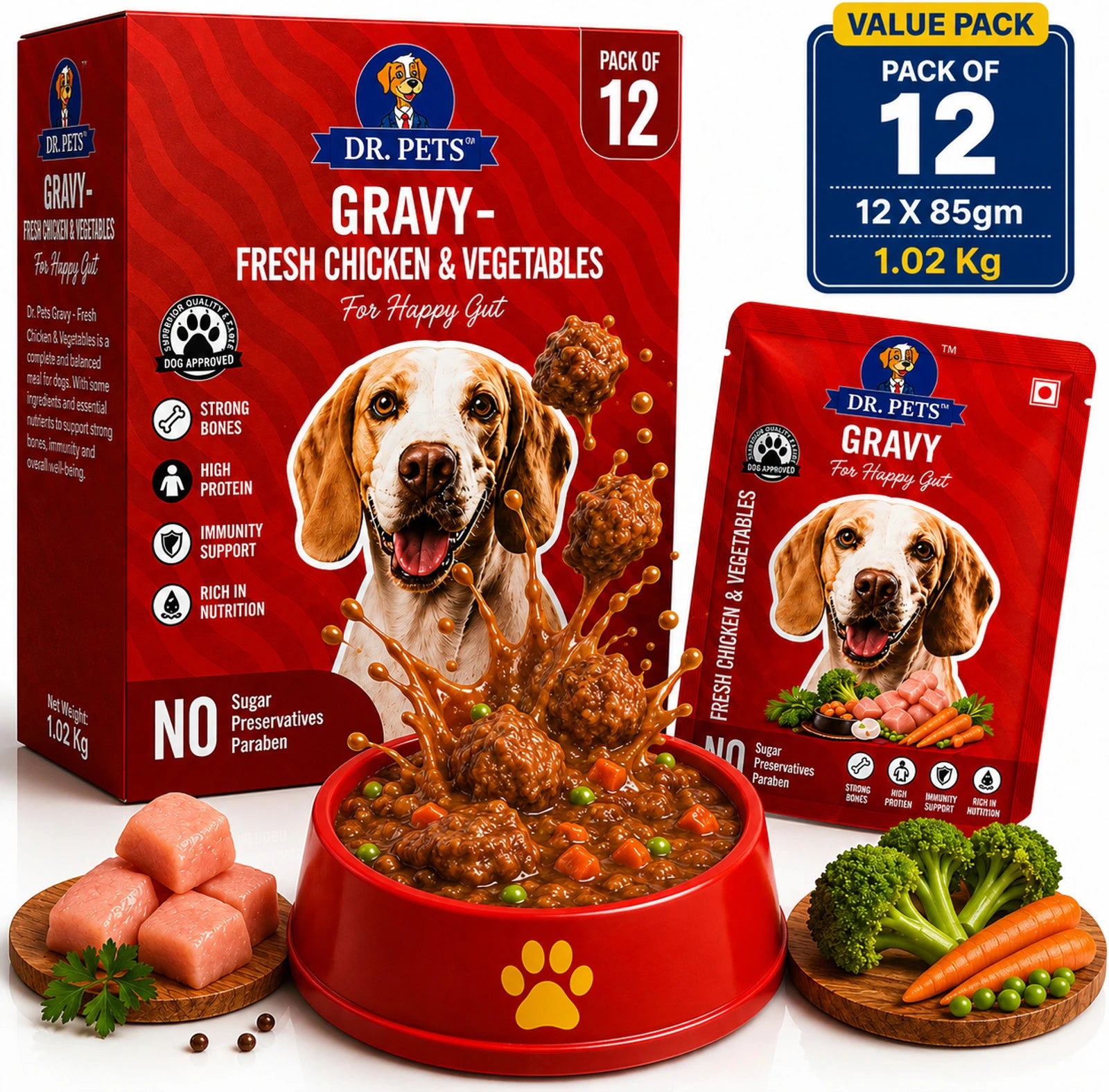 DR PET GRAVY FRESH CHICKEN AND VEG 85G