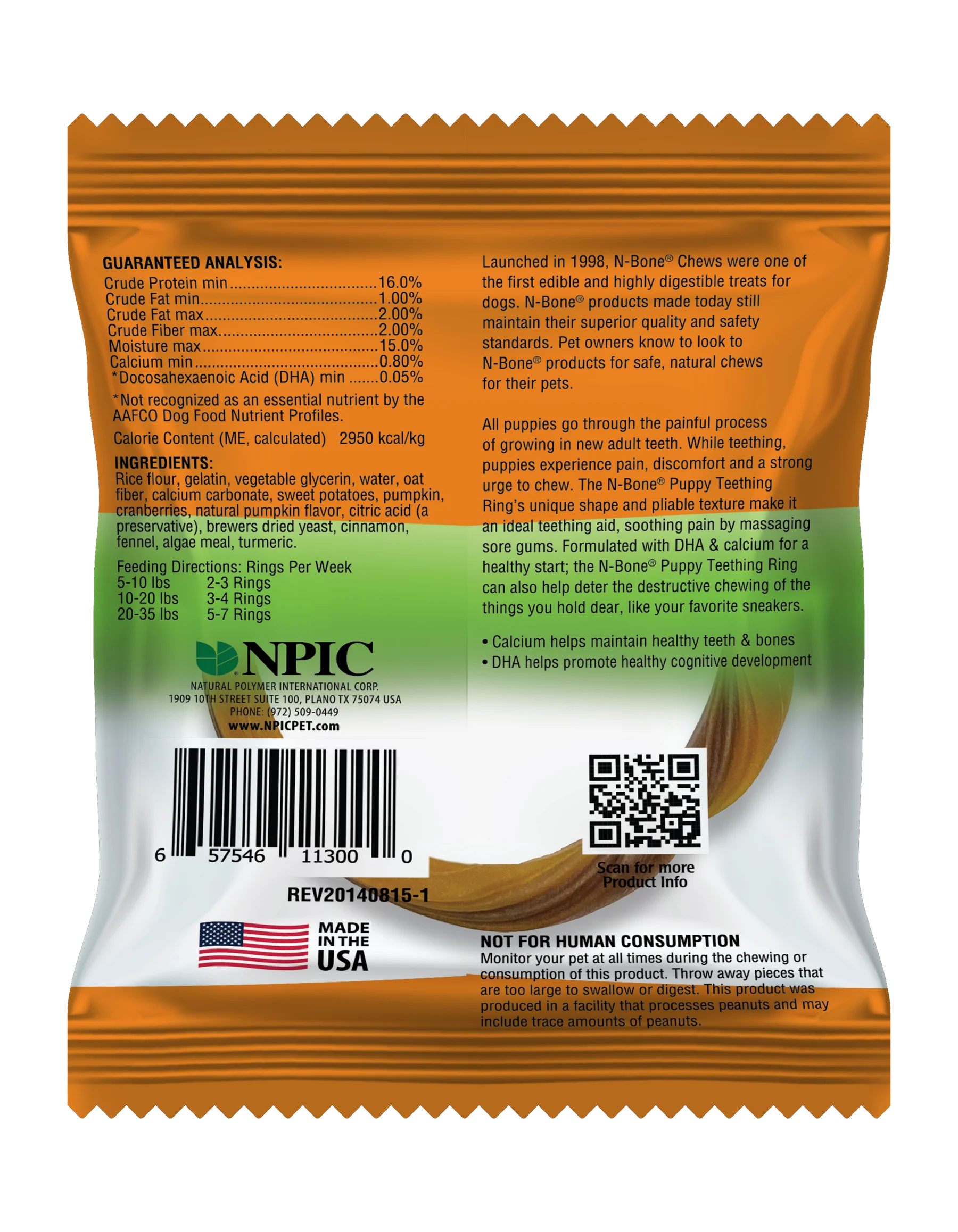 N BONE PUPPY TEETHING RING PUMPKIN FLAVOUR