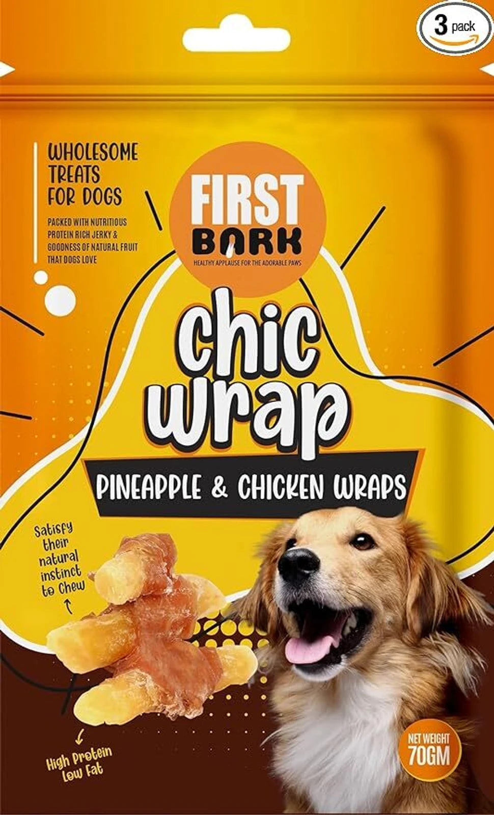 FIRST BARK PINEAPPLE CHIP TWINED BY CHICKEN 70GM