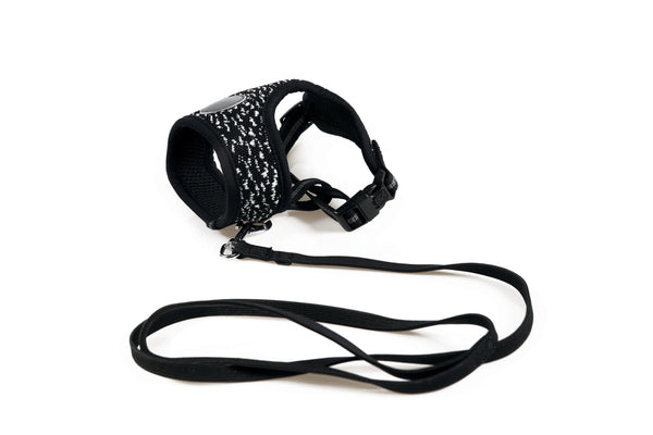 M PETS LETSGO CAT HARNESS AND LEASH SET BLACK