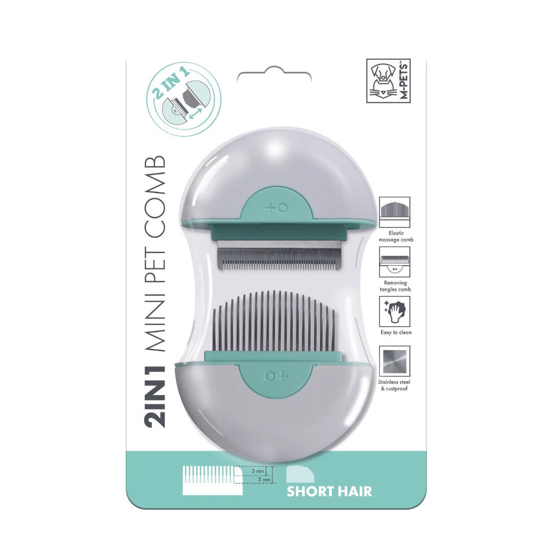 2 IN 1 MINI PET COMB FOR SHORT HAIR  GREEN