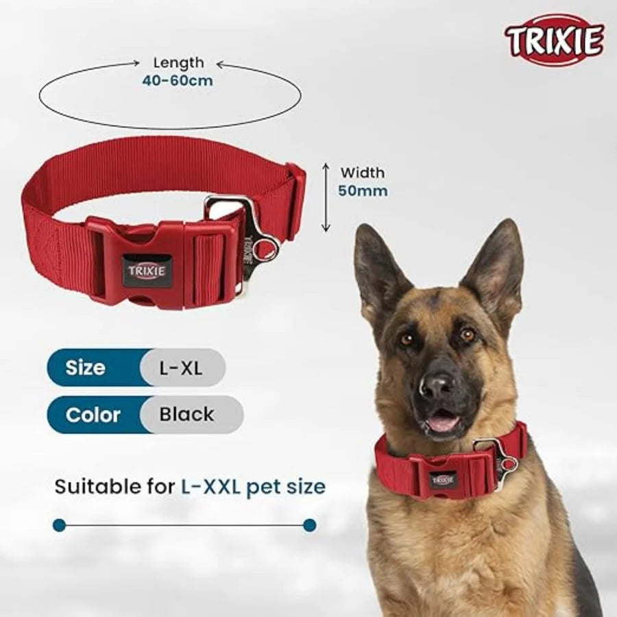TRIXIE EXTRA WIDE PREMIUM COLLAR M L 40 60CM 50MM RED