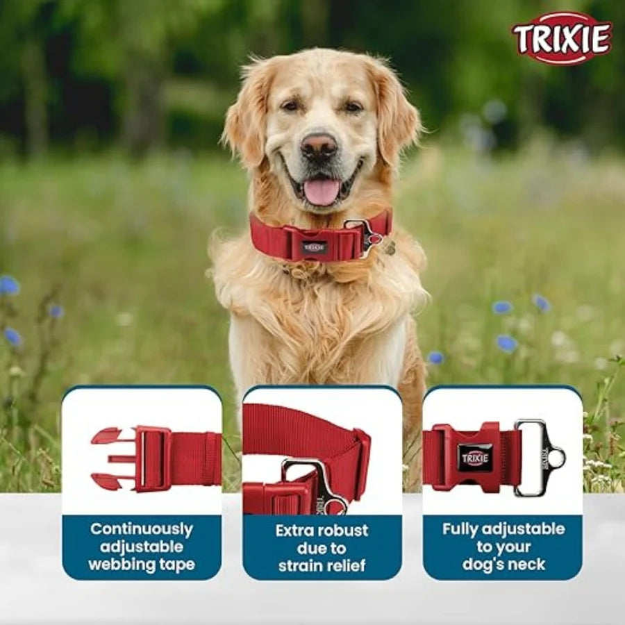 TRIXIE EXTRA WIDE PREMIUM COLLAR L XXL 55 80CM 50MM RED