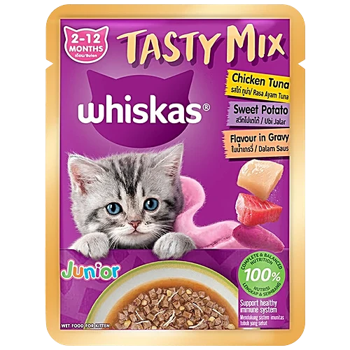 WHISKAS TM CHICKEN TUNA SWEET POTATO GRAVY 70G