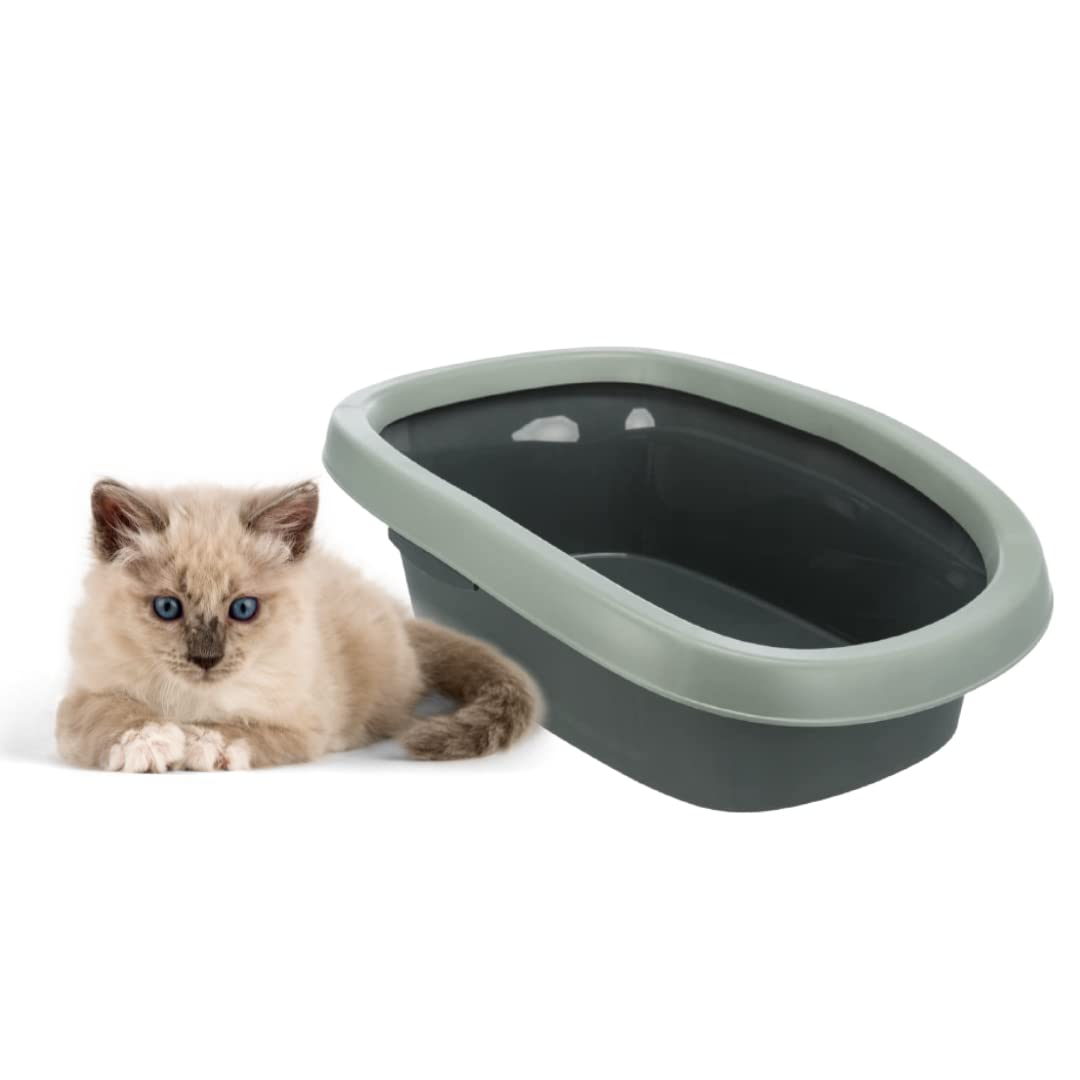 BE ECO CARLO CAT LITTER TRAY WITH RIM 31X14X43CM ANTHRACITE GREY GREEN