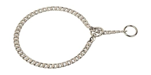 KENNEL C33 BRONZE FLAT CHOKE CHAIN(NICKLE)THIN 22 INCH