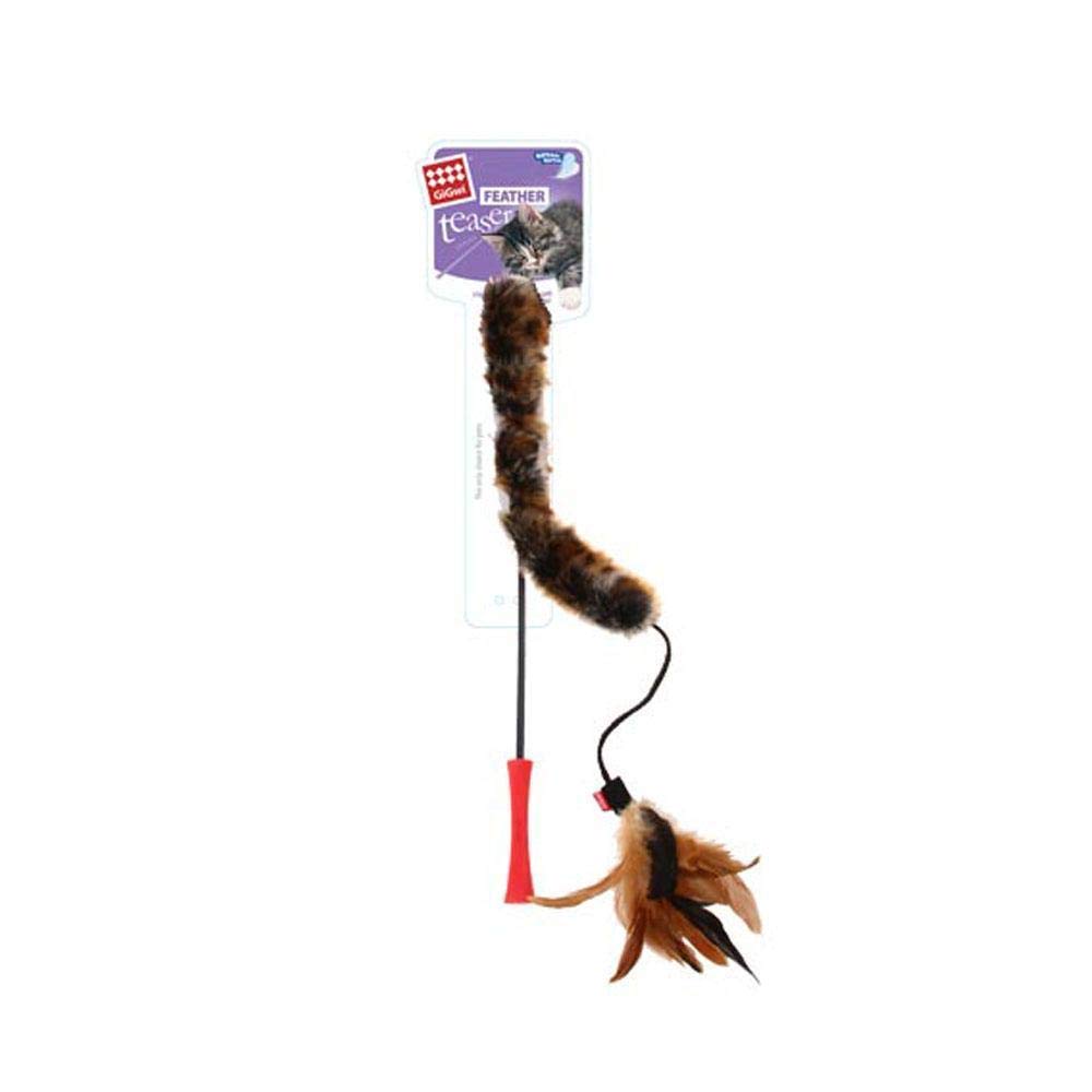 GIGWI FEATHER TEASER CATWAND PLUSH TAIL
