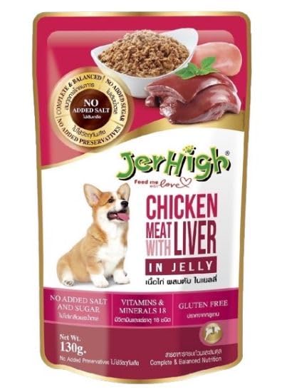 JERHIGH GRAVY CHICKEN MEAT WITH LIVER IN JELLY 130G