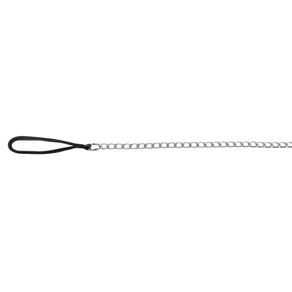 CHAIN LEASH WITH NYLON HAND LOOP BLACK 4MM