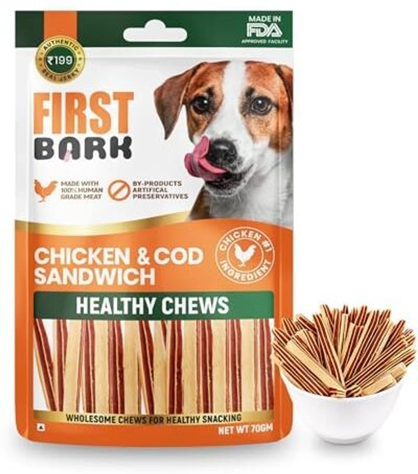 FIRST BARK CHICKEN AND COD SANDWICH 70G