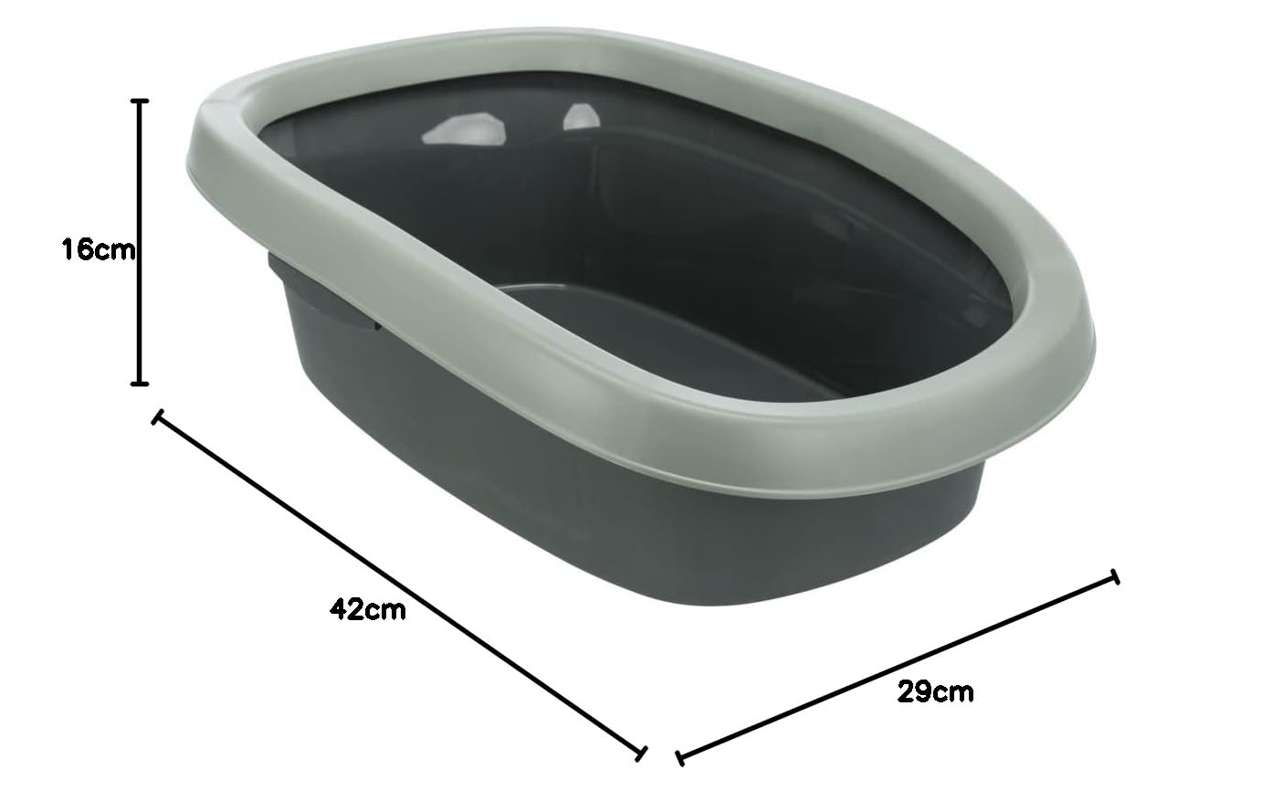 BE ECO CARLO CAT LITTER TRAY WITH RIM 31X14X43CM ANTHRACITE GREY GREEN