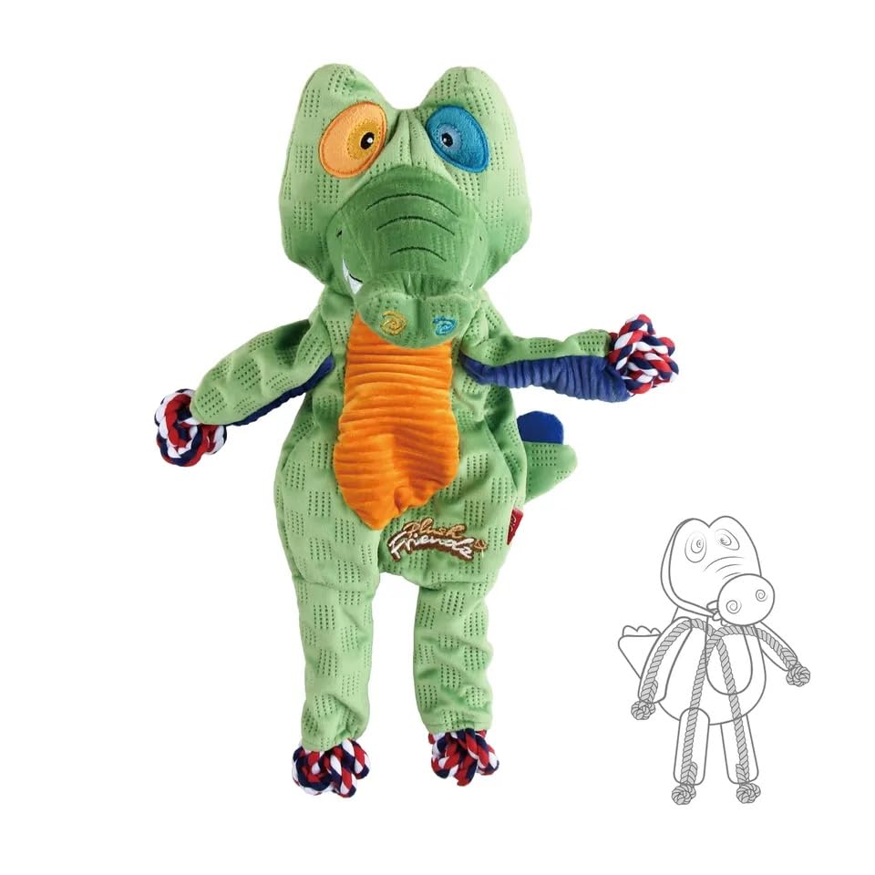 GIGWI PLUSH FRIENDZ ROPE CROCODILE M WITH ROPE AND SQUEAKER