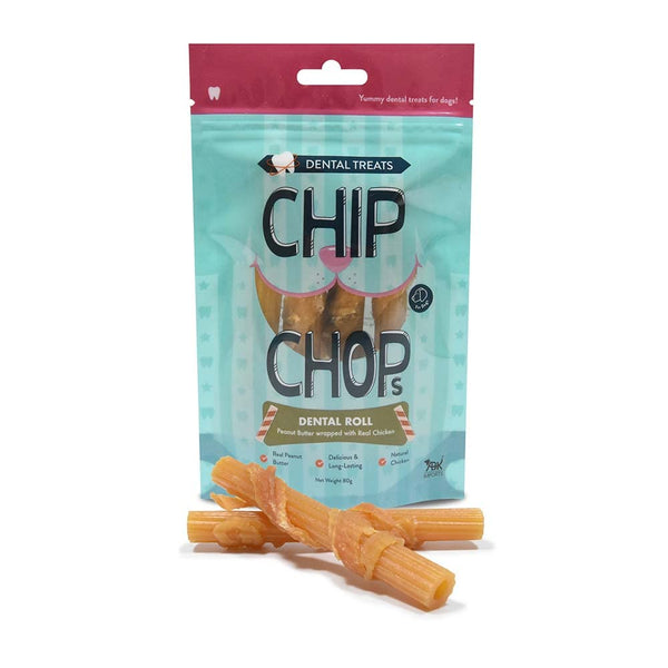 CHIP CHOPS DENTAL ROLL PEANUT BUTTER WRAPPED WITH REAL CHICKEN 80G