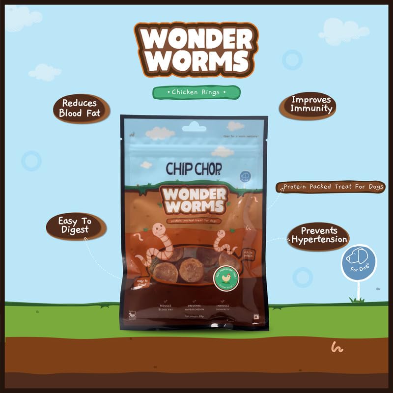 CHIP CHOP WONDER WORMS DICED CHICKEN WITH MEALWORMS 70G