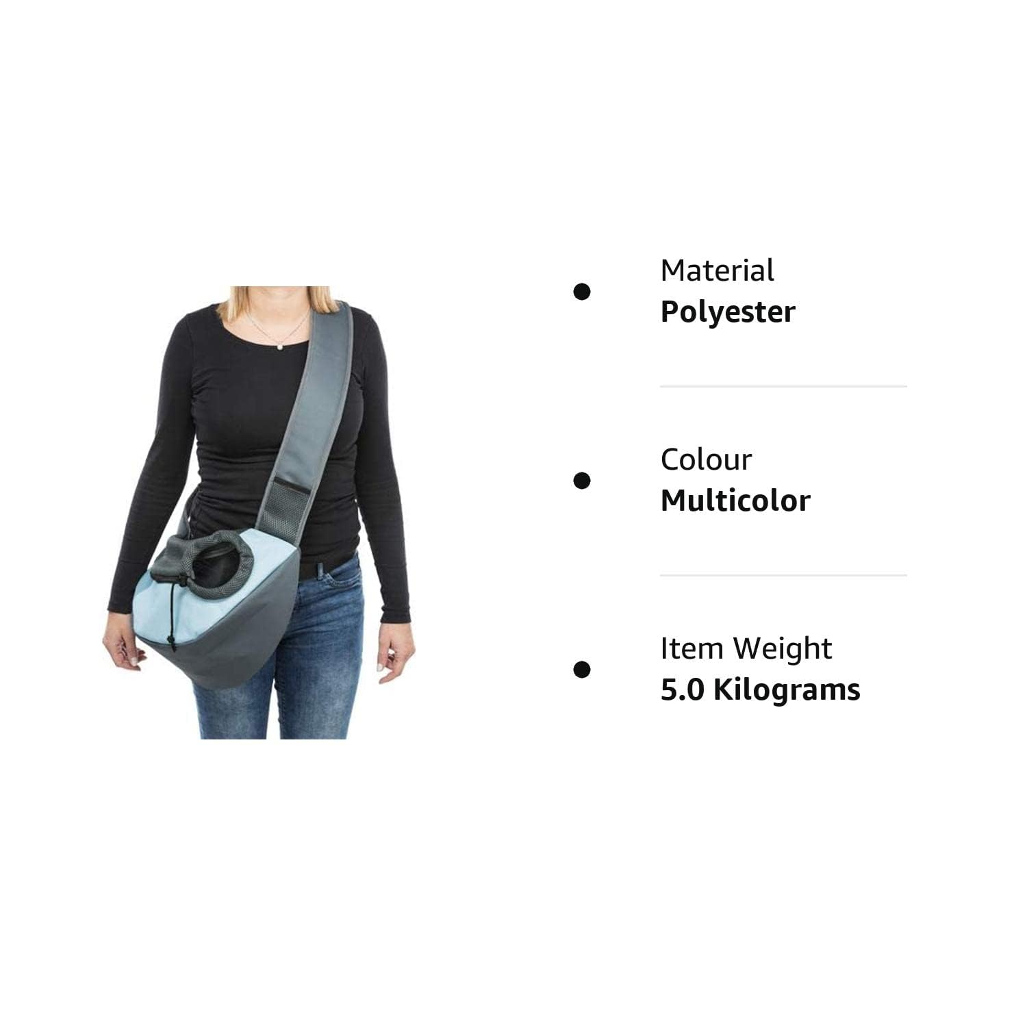 SLING FRONT BAG 50X25X18CM LIGHT GREY LIGHT BLUE