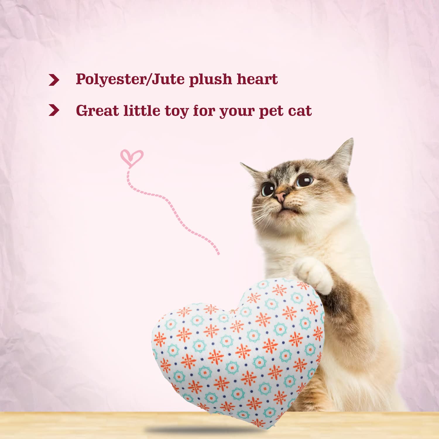 HEART JUTE FABRIC CATNIP 8 CM