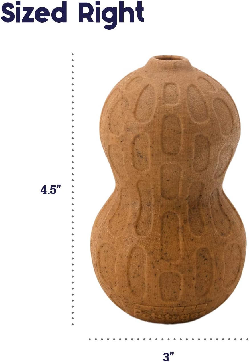 PEANUT STUFFER DOG TOY MEDIUM 11X8 CM BROWN