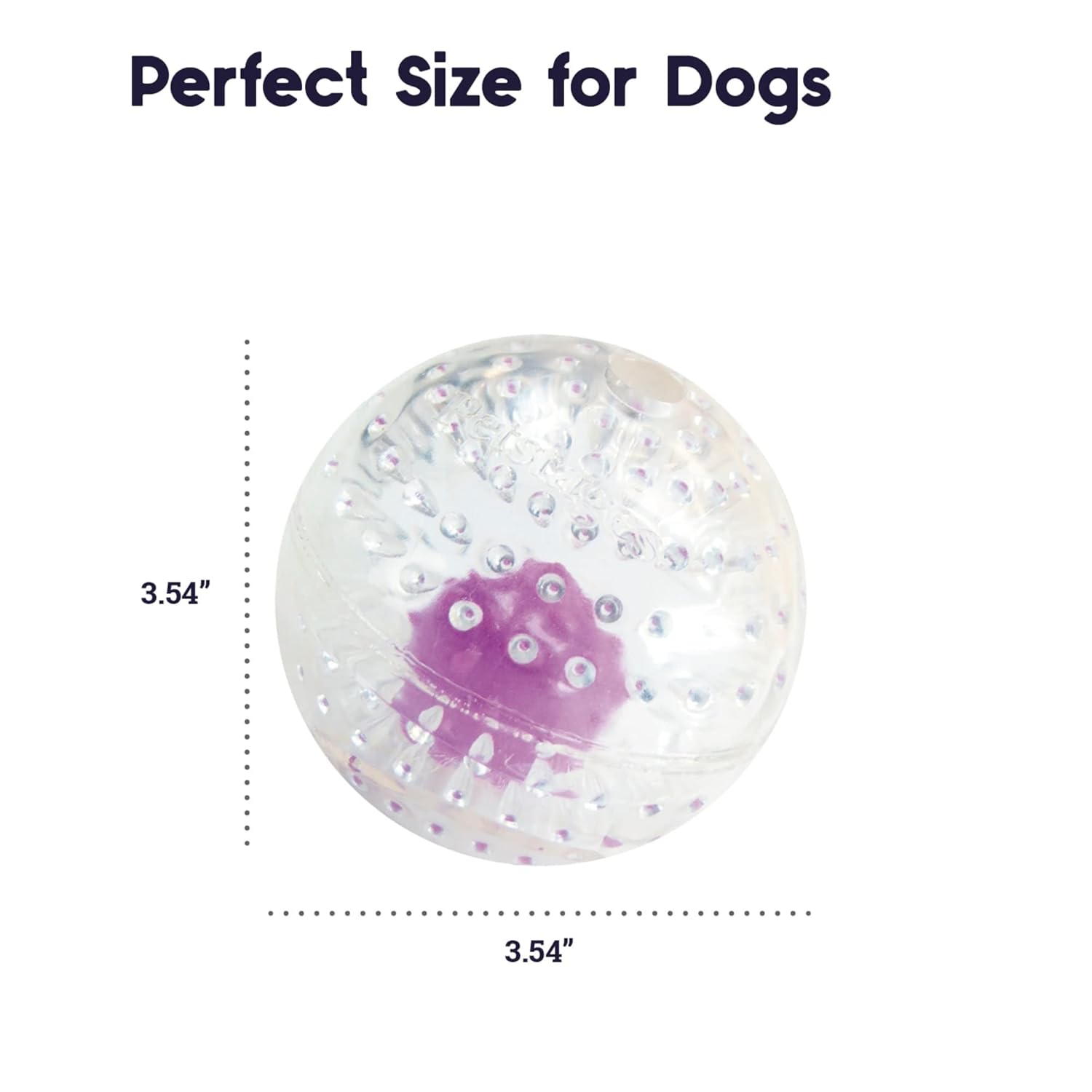 NUBBIEZ TREAT AND SQUEAK DOG BALL PURPLE LARGE