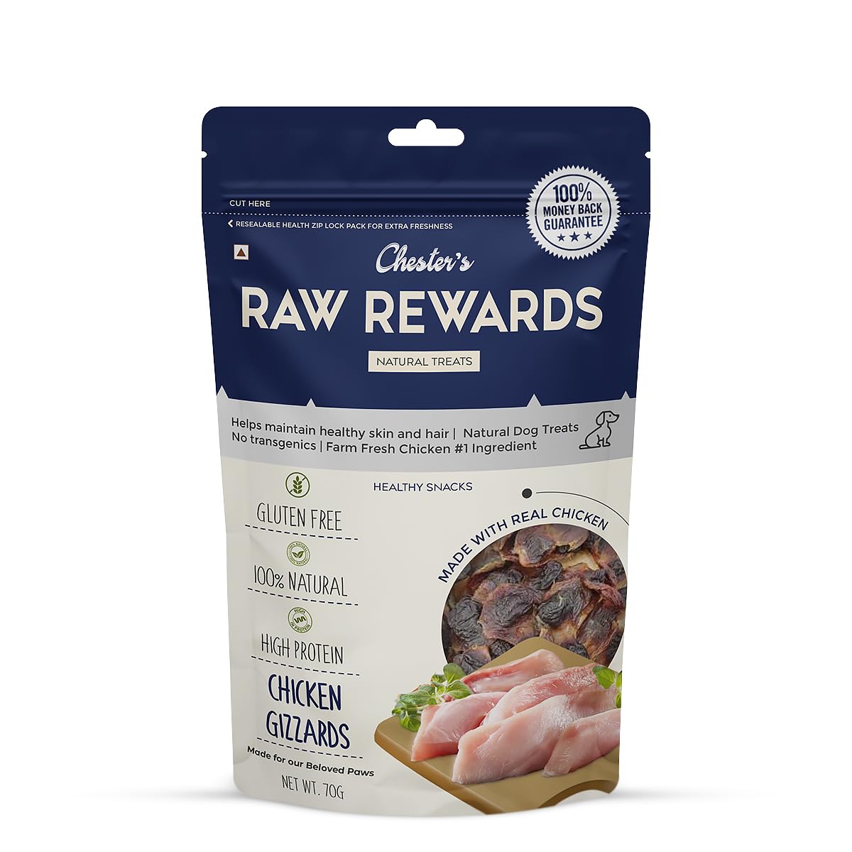 CHESTER RAW REWARD CHICKEN GIZZARDS 50G