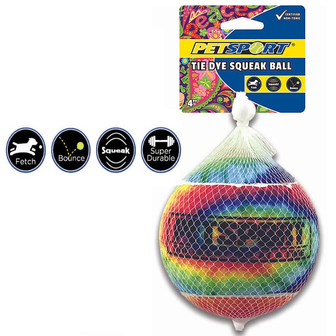 TIE DYE SQUEAK BALL 4 INCH PACK OF 1