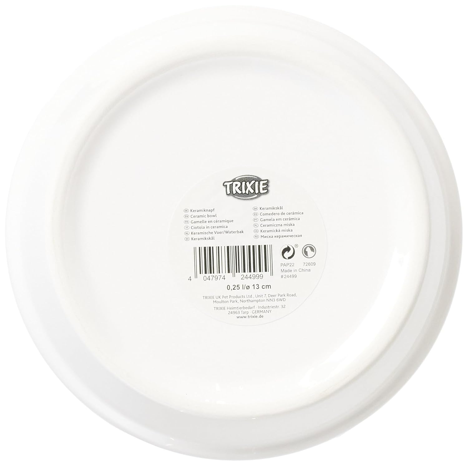 CERAMIC BOWL CAT 0.25L DIA 13CM WHITE