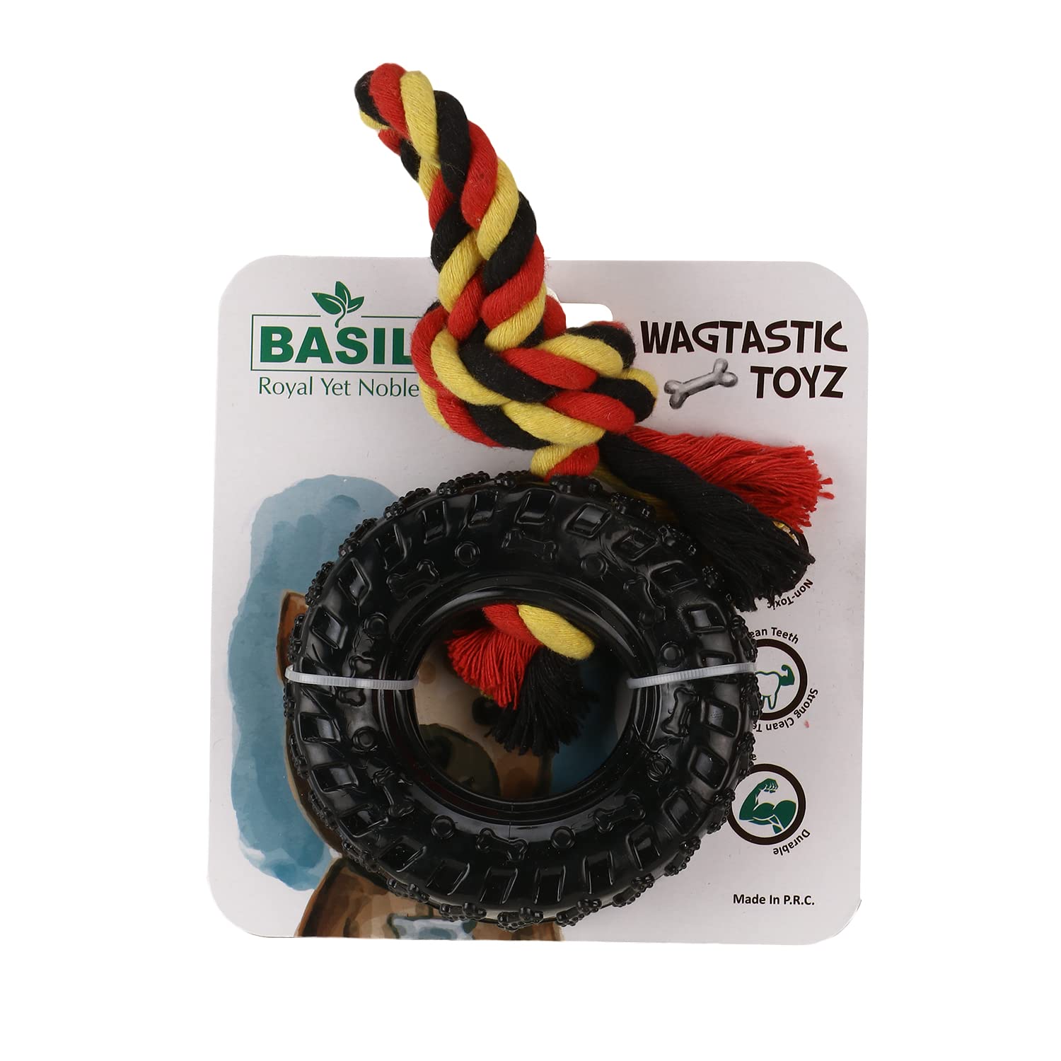 BASIL TOY TYRE WITH ROPE CHEW