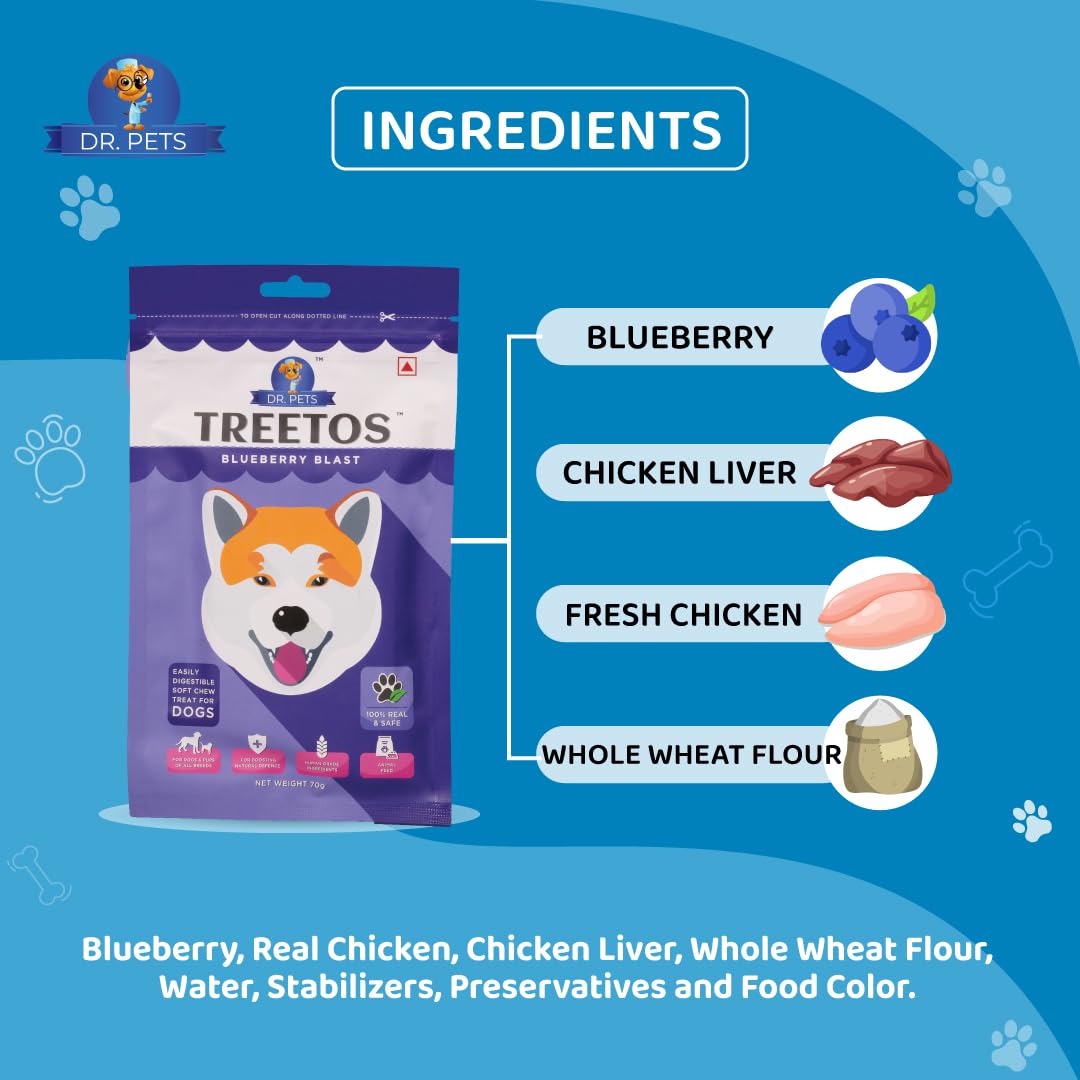 DR PET TREETOS BLUEBERRY BLAST 70G