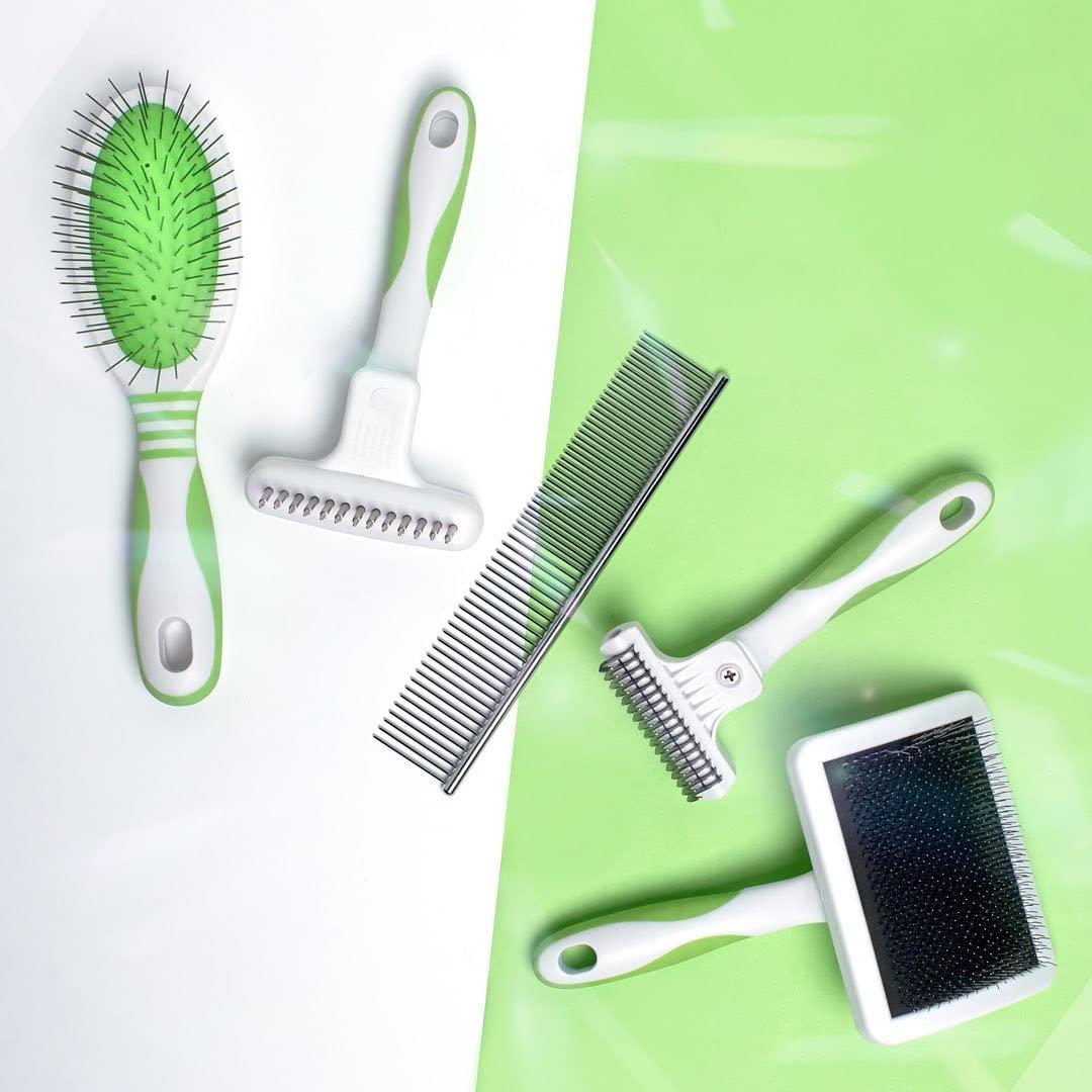 FLEXIBLE DOG RAKE WHITE LIME GREEN