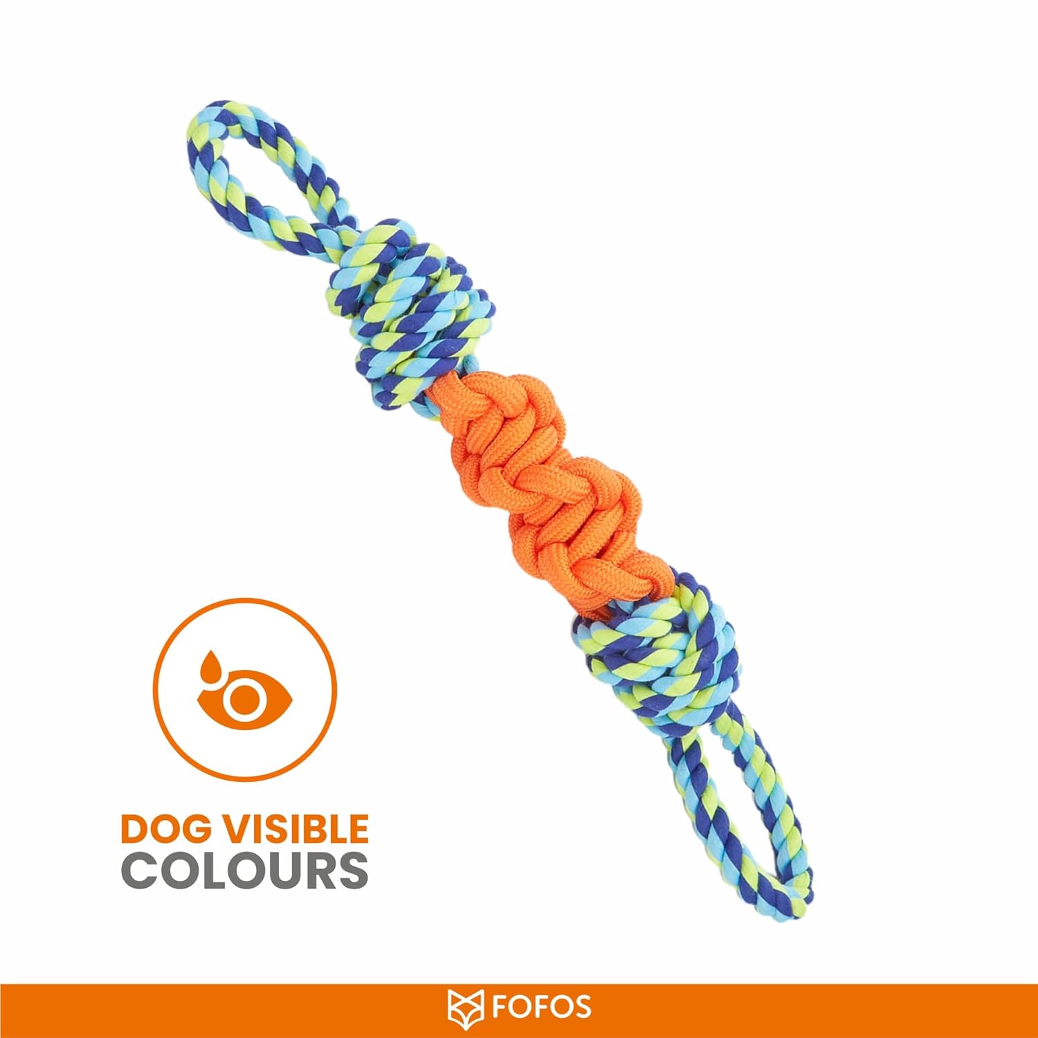 FOFOS FLOSSY ROPE DOG TOY BLUE ORANGE
