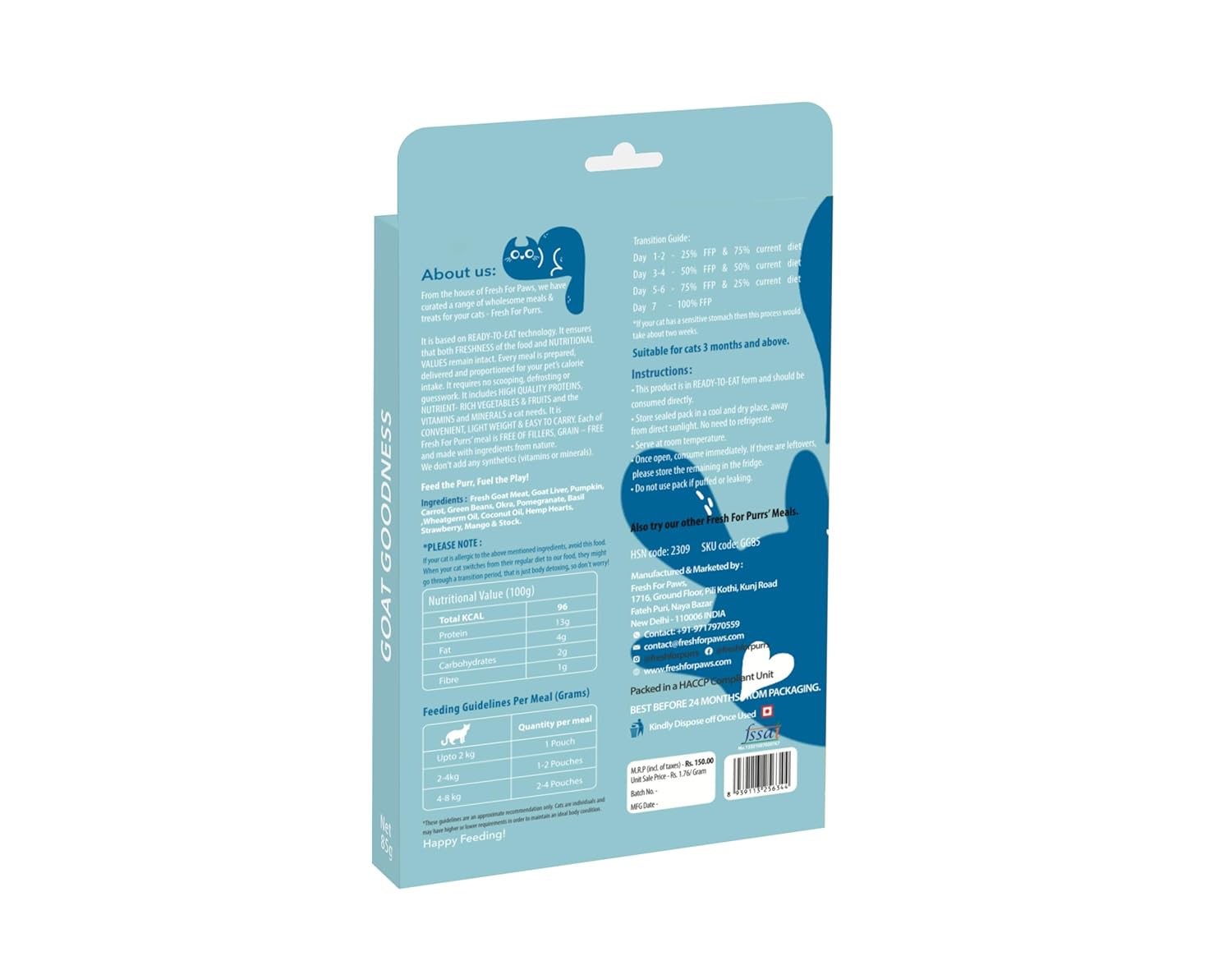 FRESH FOR PURRS GOAT GOODNESS 85GM