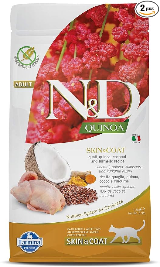 FARMINA N AND D QUIN CAT GF SKIN COAT QUAIL ADULT 1.5KG