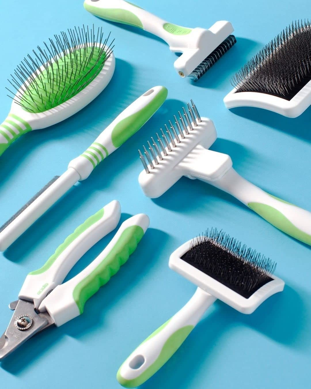 FLEXIBLE DOG RAKE WHITE LIME GREEN