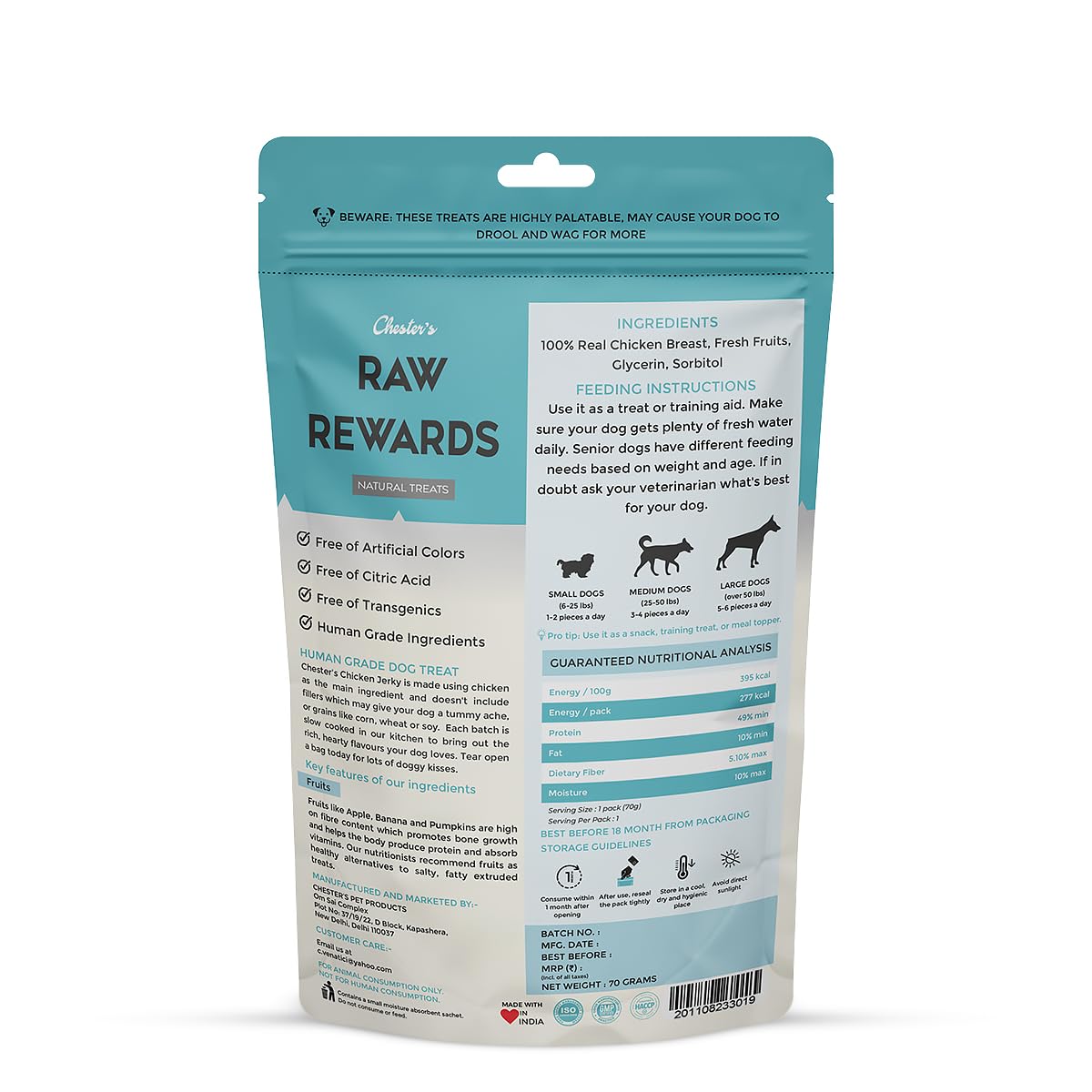 CHESTER RAW REWARD CHICKEN FRUIT RINGS 50G