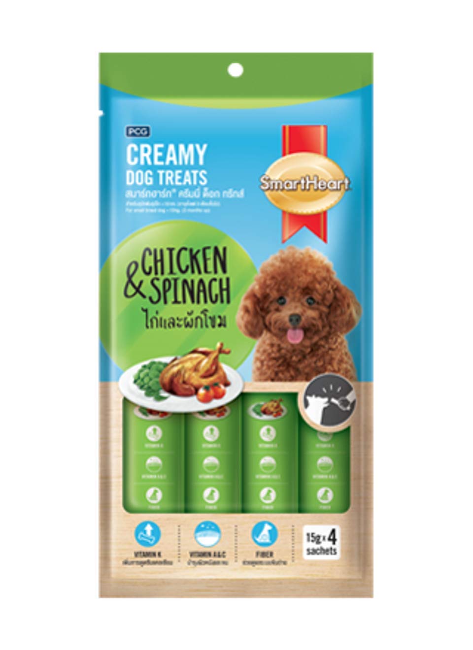 SMARTHEART CREAMY DOG TREAT CHICKEN AND SPINACH 60 GM