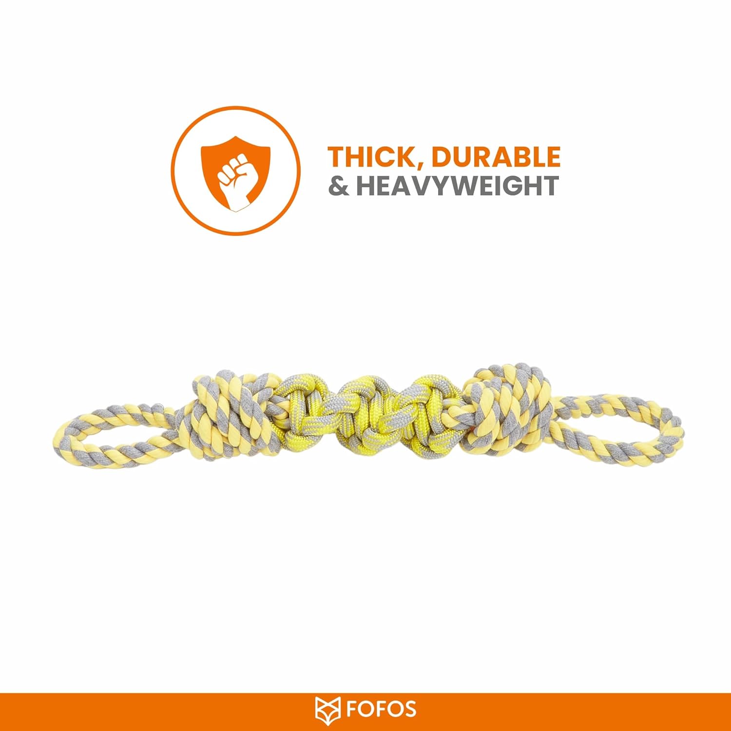 FOFOS FLOSSY ROPE DOG TOY YELLOW GREY