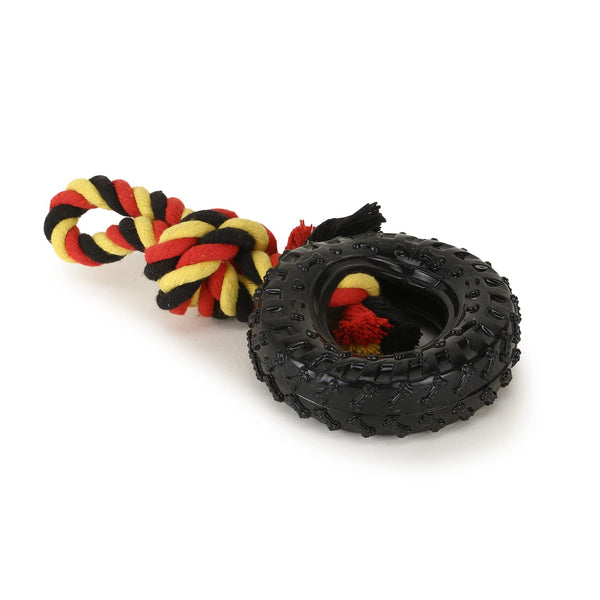 BASIL TOY TYRE WITH ROPE CHEW