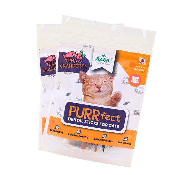 BASIL PURRFECT TUNA AND CRANBERRY DENTAL STICKS FOR CATS 44GM