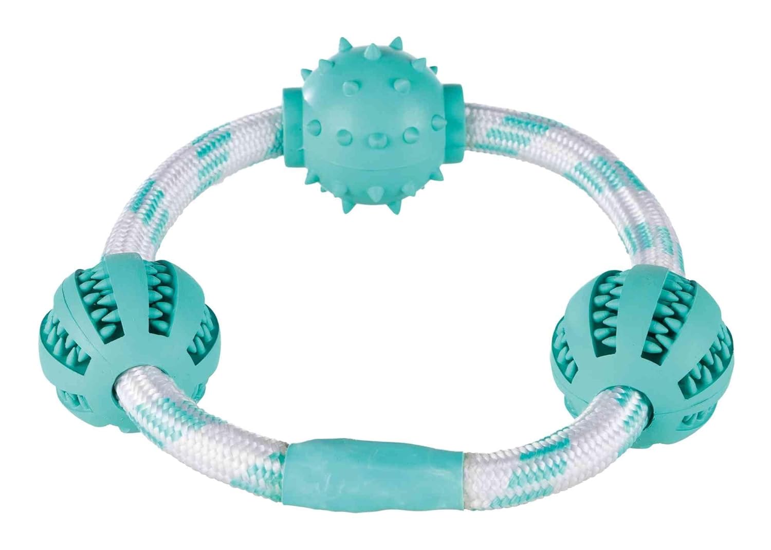 DENTA FUN ROPE RING WITH BALLS MINT FLAV RUBBER