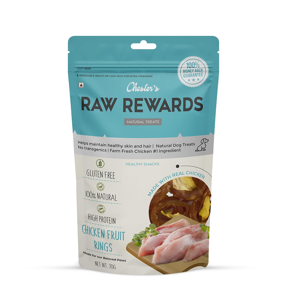 CHESTER RAW REWARD CHICKEN FRUIT RINGS 50G