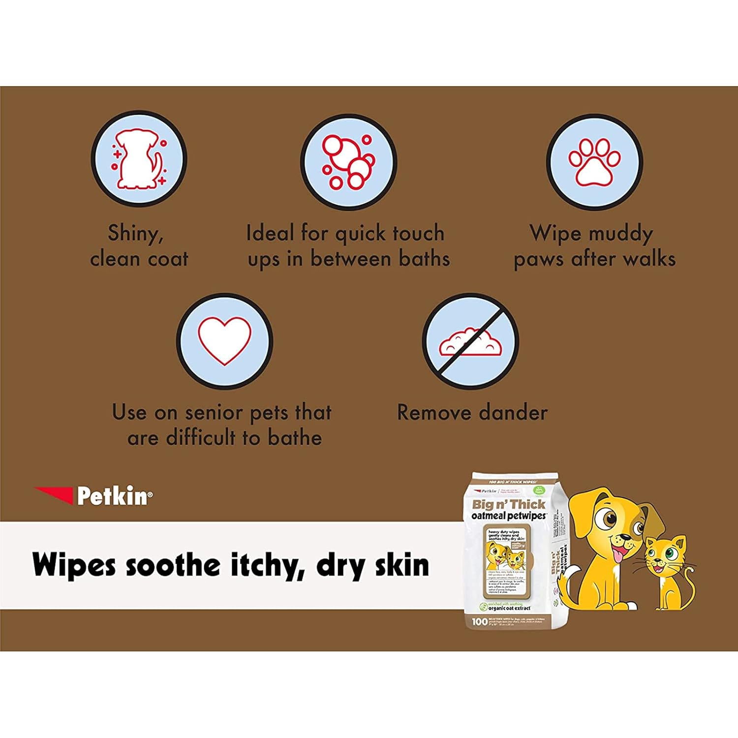 BIG N THICK OATMEAL PETWIPES 100 WIPES