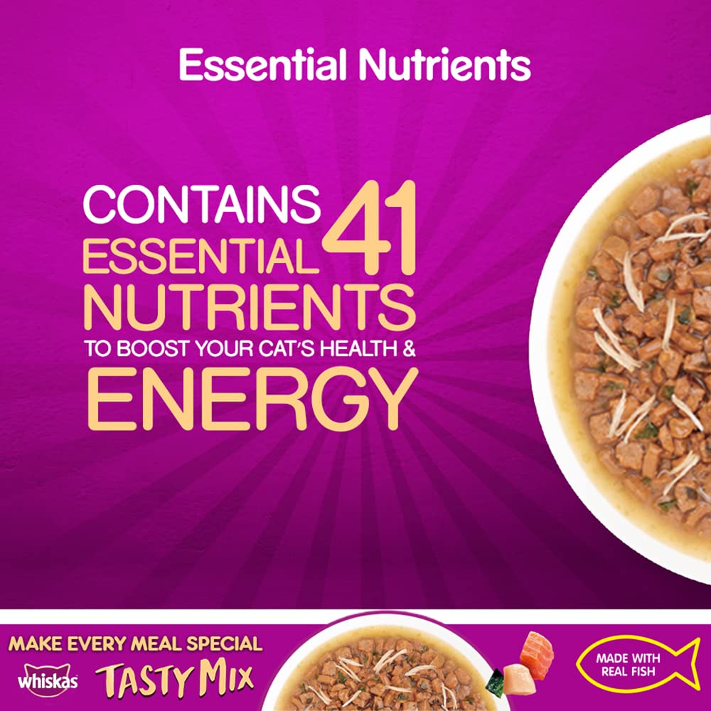 WHISKAS TM CHICKEN SALMON WAKAME SEAWEED IN GRAVY 70G