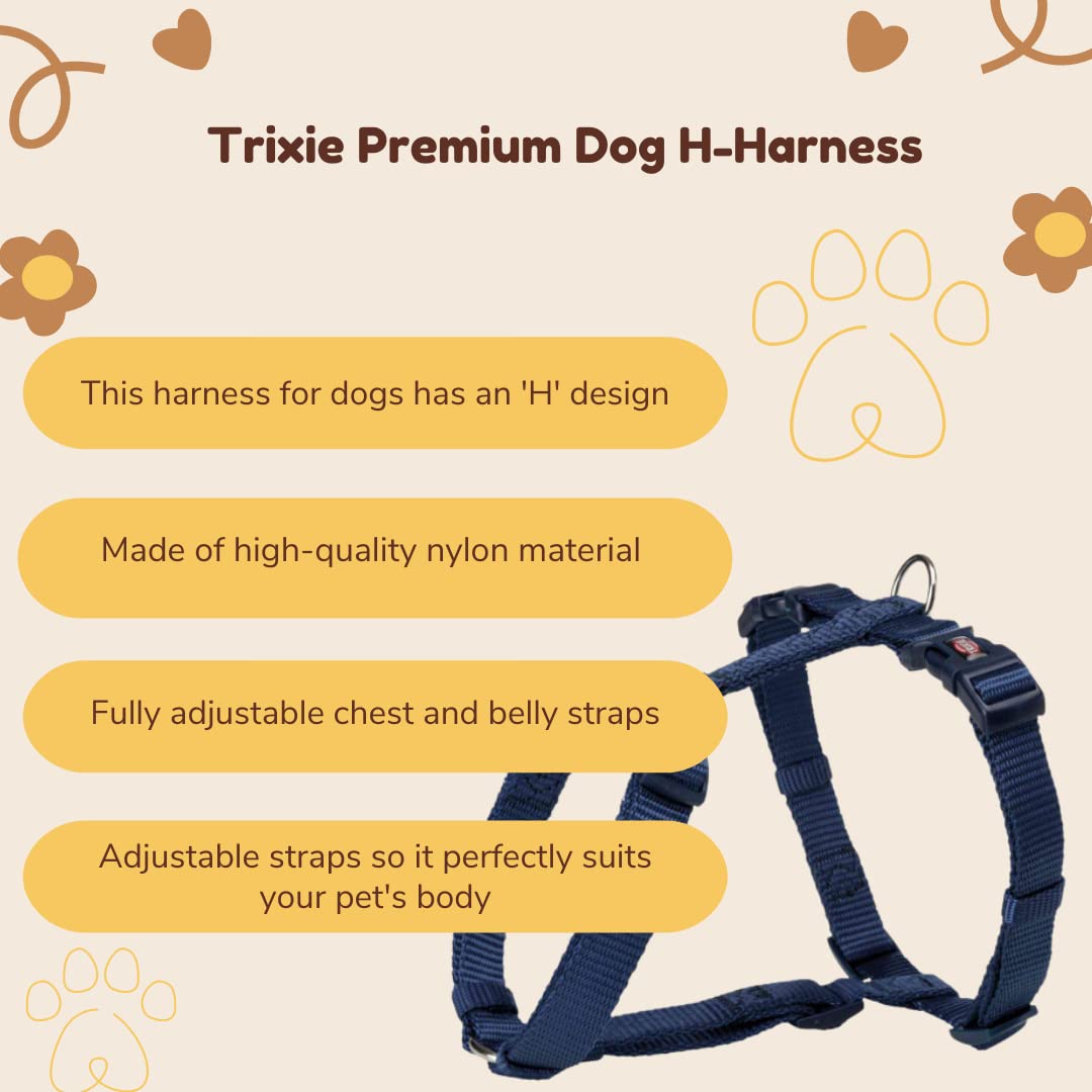 TRIXIE PREMIUM H HARNESS M L 52 75CM 20MM ROYAL BLUE