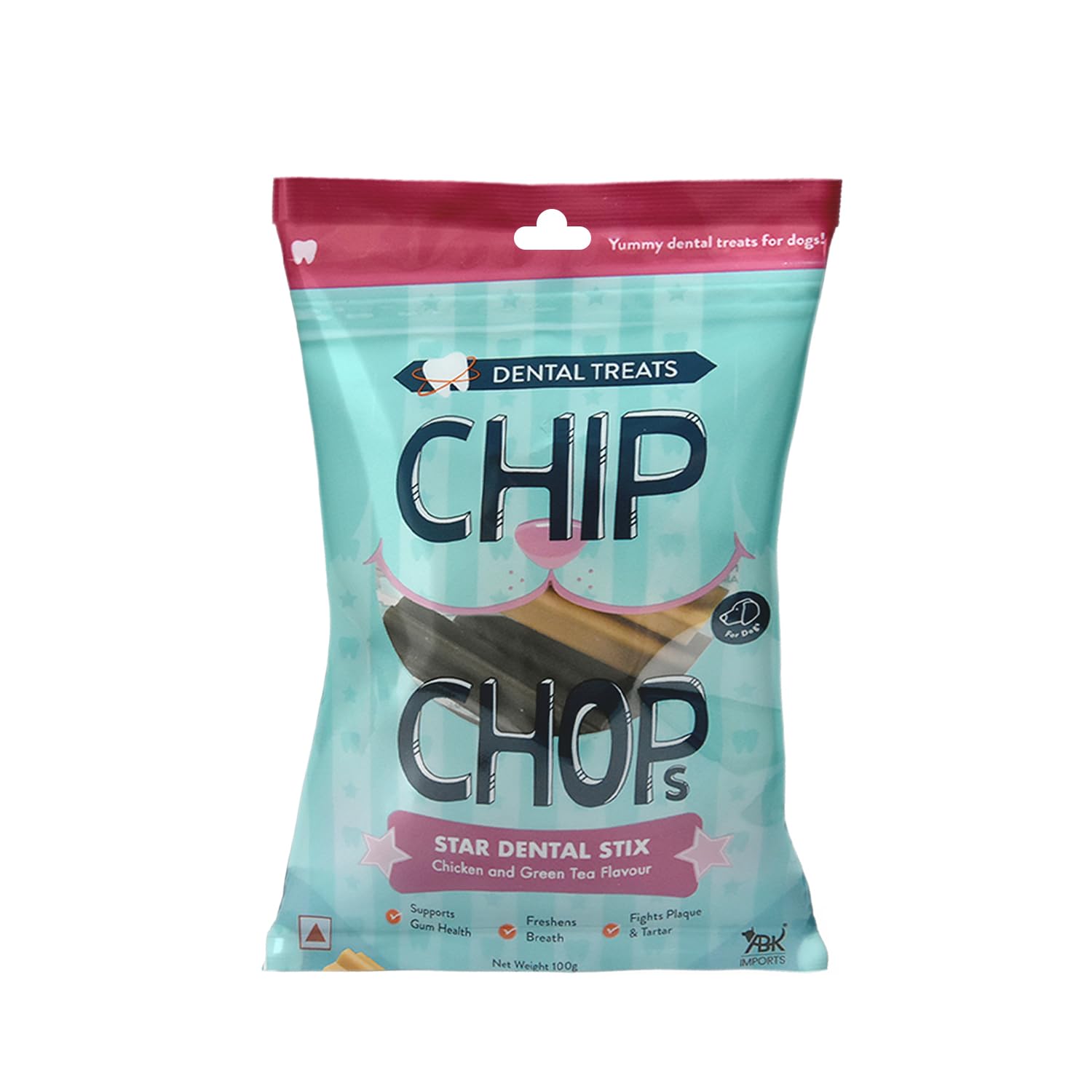 CHIP CHOPS STAR DENTAL STIX CHICKEN AND GREEN TEA FLAVOR 100G
