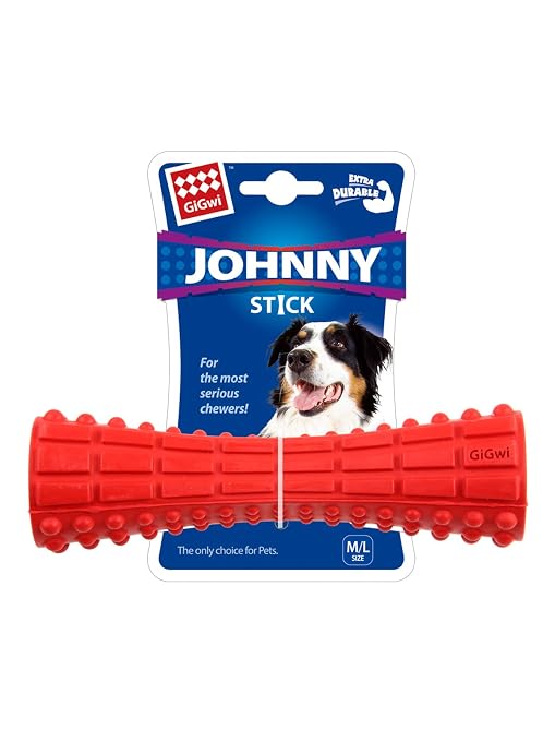GIGWI JOHNNY STICK EXTRA DURABLE SOLID RUBBER RED M L