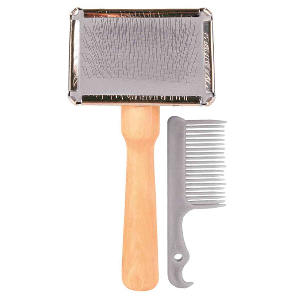 SOFT BRUSH WOODEN HANDLE METAL BRISTLES 11 X 14 CM