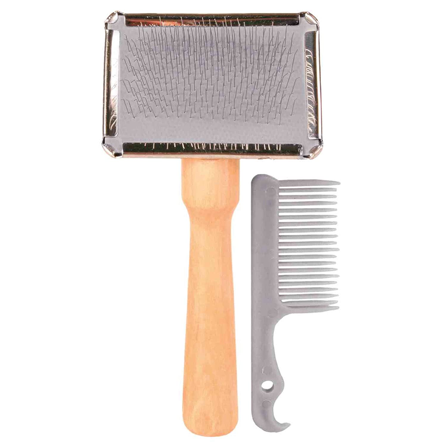 SOFT BRUSH WOODEN HANDLE METAL BRISTLES 6 X 13 CM