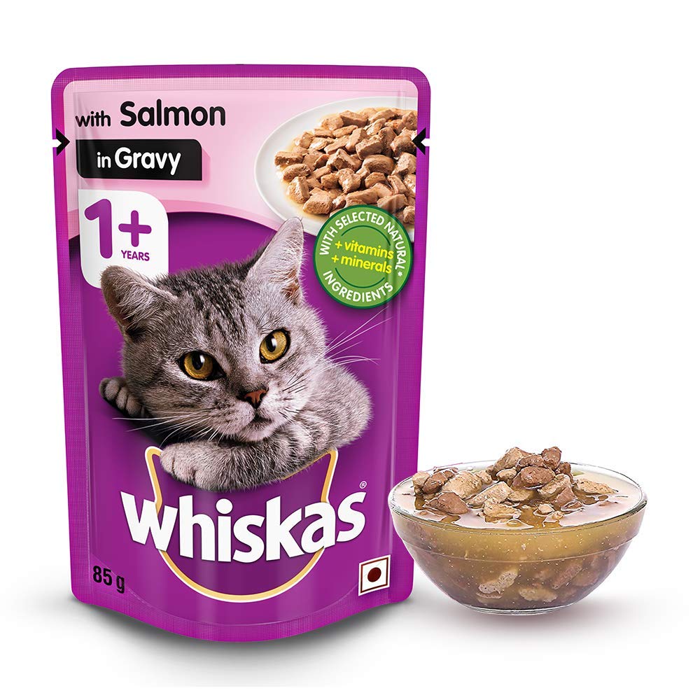 WHISKAS ADULT SALMON IN GRAVY 85G
