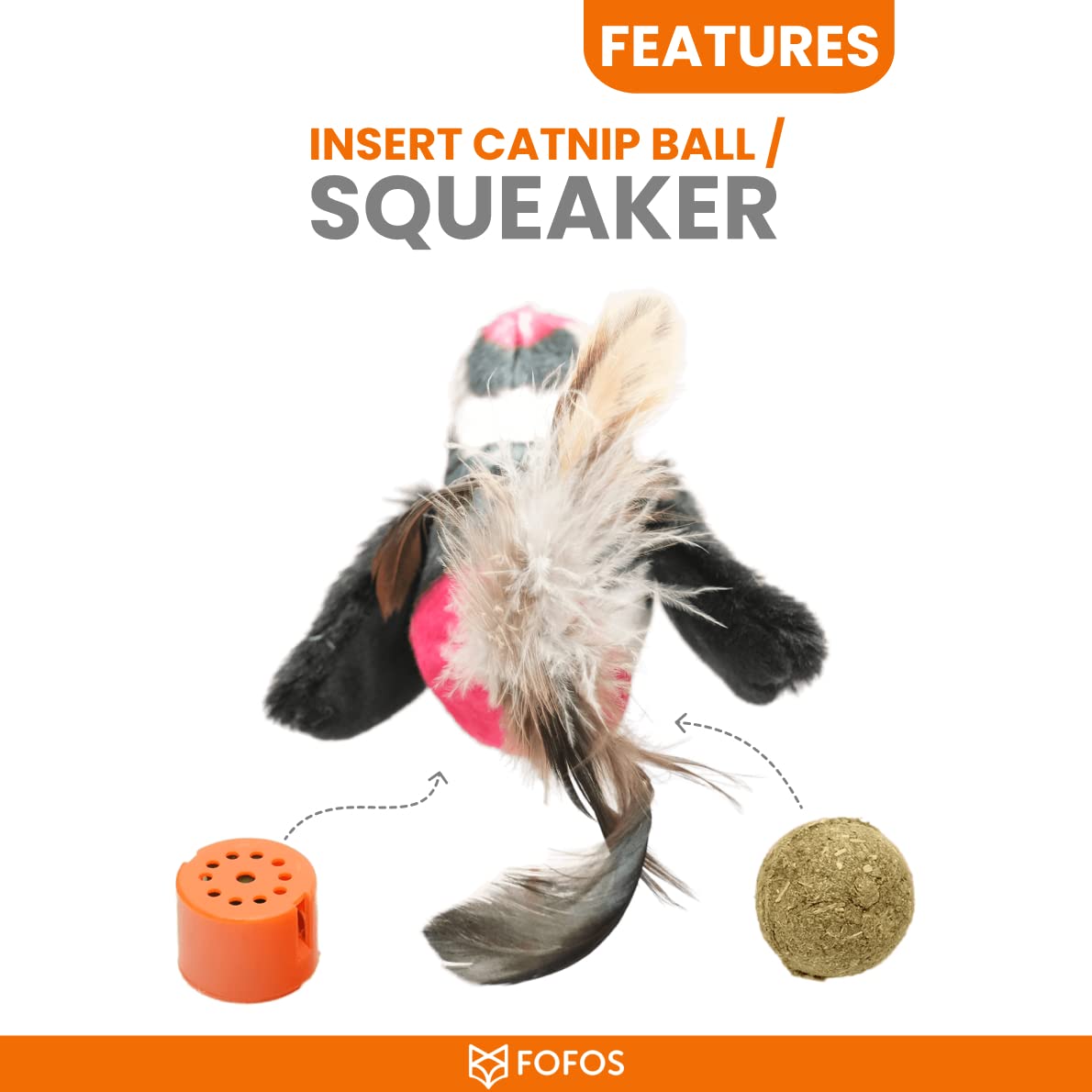 FOFOS BLACK BIRD WITH CATNIP BALLS